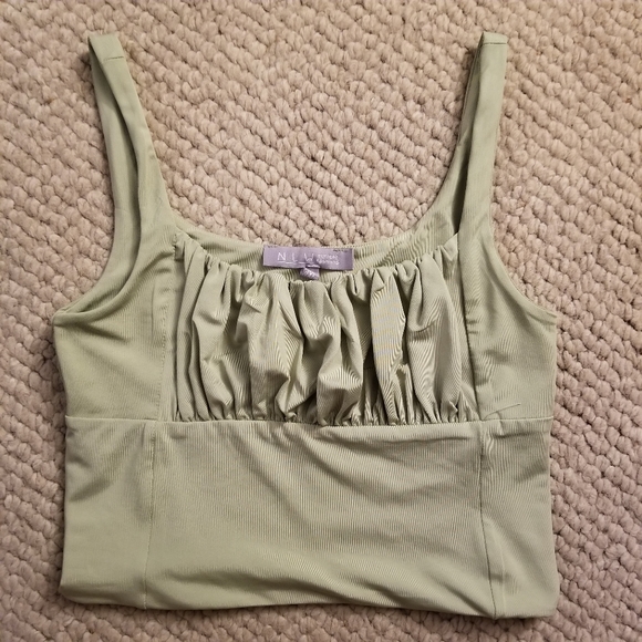 Yesstyle Livie Ruched Crop Top Green Size M Pre-owned - Picture 2 of 5